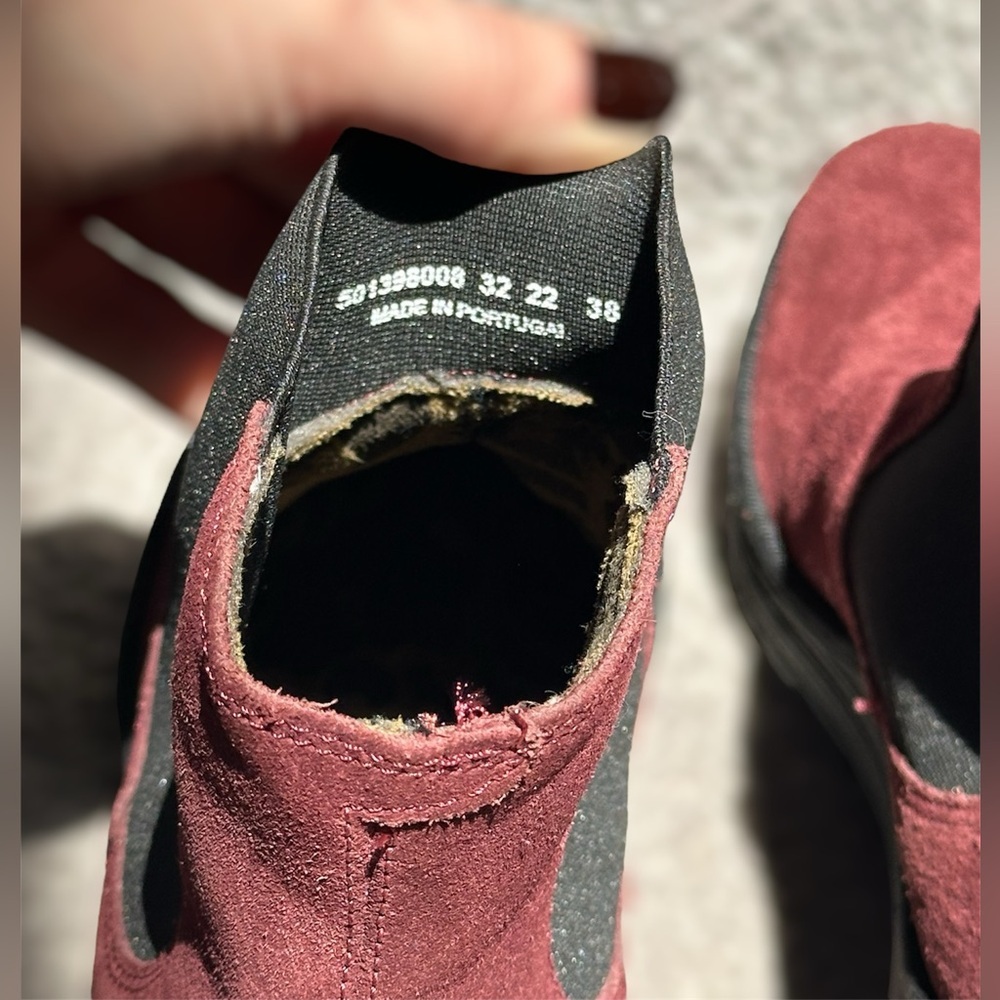 SOLD NEW Fly London Wine Suede Leather Wedge Ankle Boots Pull-On Women’s US 7.5 - Picture 5 of 10